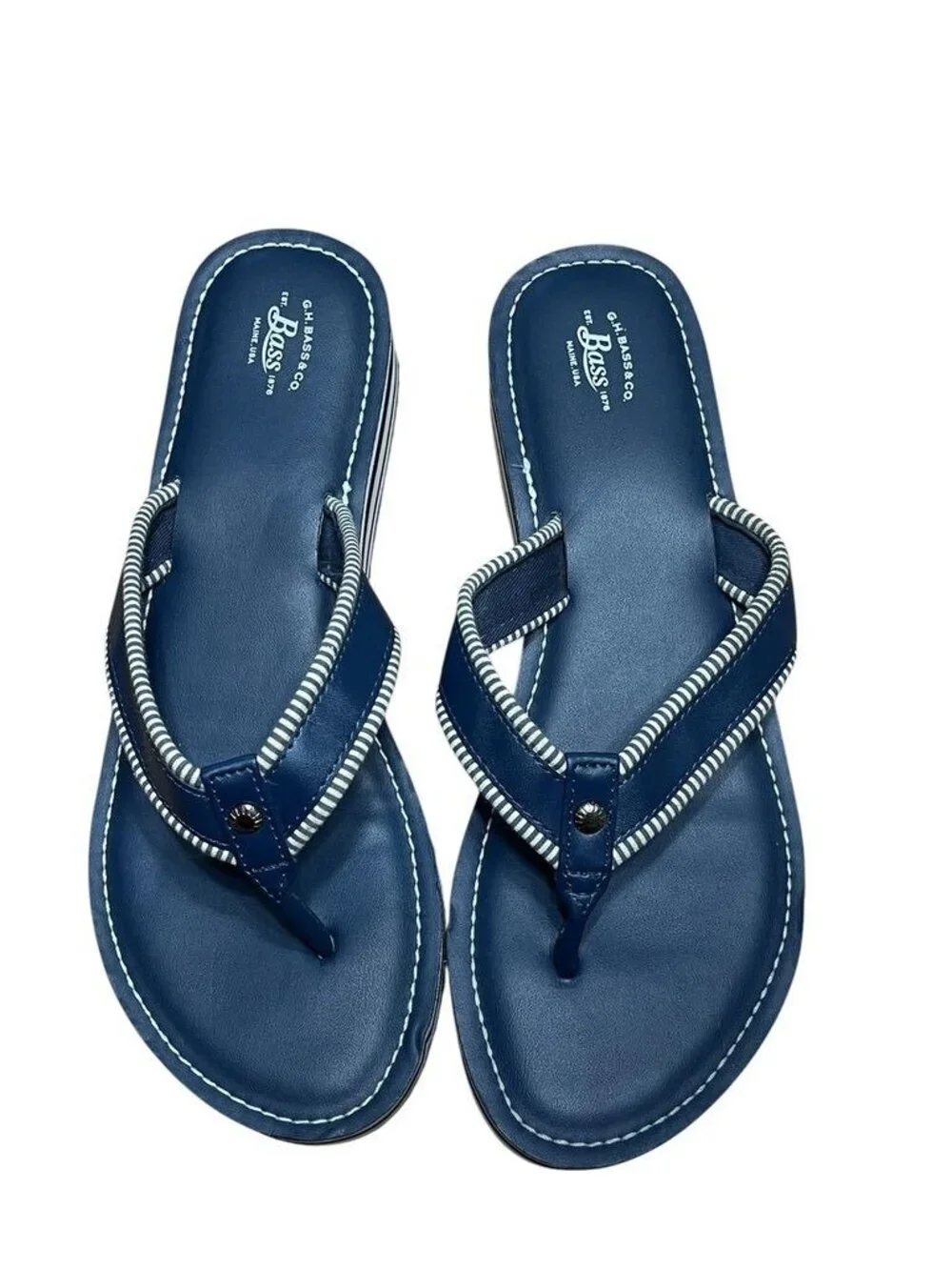 G.H. Bass & Co. Womens Jodi Navy Blue Flip Flop Sandals Size 11M